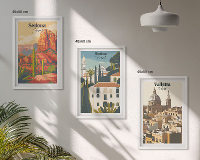 Three-piece wall art piece Views Sedona Sintra Valletta retro