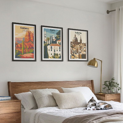 Three-piece wall art piece Views Sedona Sintra Valletta retro