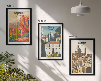 Three-piece wall art piece Views Sedona Sintra Valletta retro