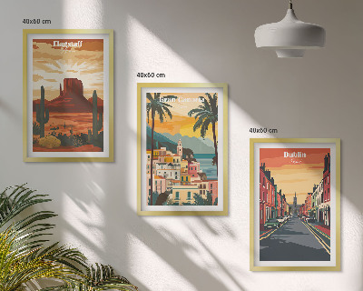 Set of 3 framed wall art pieces Landscapes of natural cities