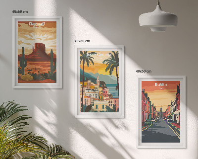 Set of 3 framed wall art pieces Landscapes of natural cities