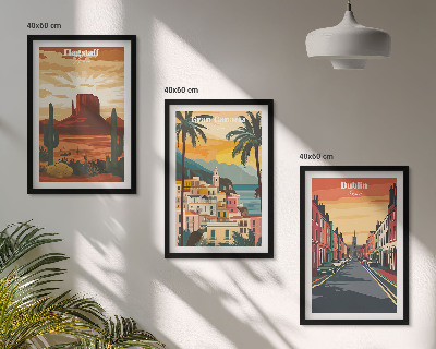 Set of 3 framed wall art pieces Landscapes of natural cities