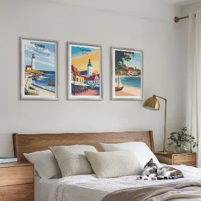 City views wall art set featuring Ustka, Tarnów, and Sopot