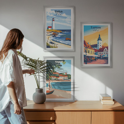 Wall art set City views Ustka Tarnów Sopot