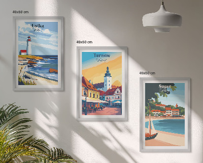 Wall art set City views Ustka Tarnów Sopot