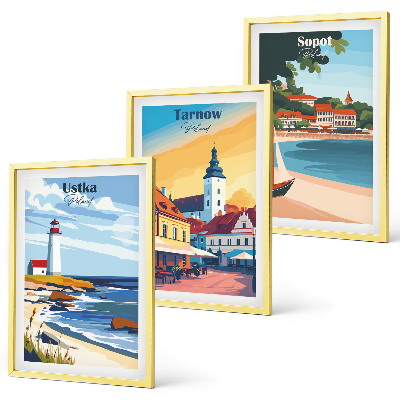 Wall art set City views Ustka Tarnów Sopot