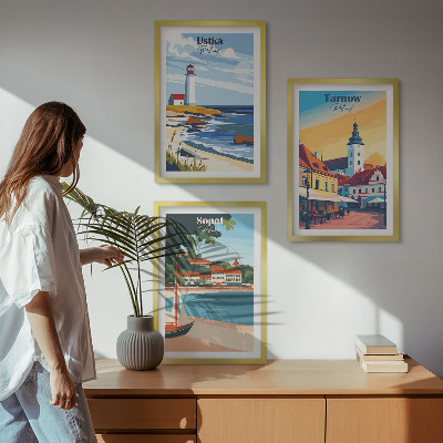 Wall art set City views Ustka Tarnów Sopot
