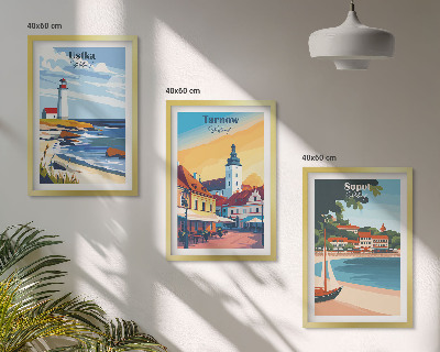 Wall art set City views Ustka Tarnów Sopot