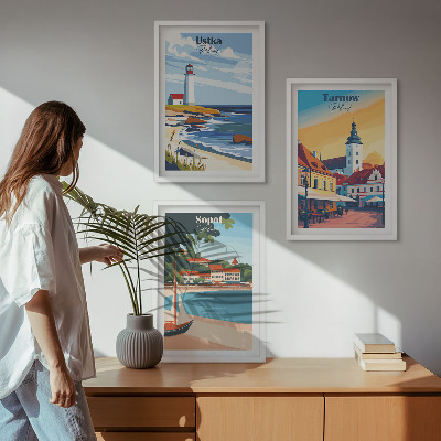 Wall art set City views Ustka Tarnów Sopot