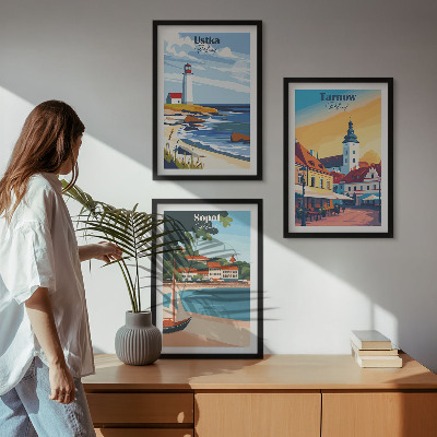 Wall art set City views Ustka Tarnów Sopot