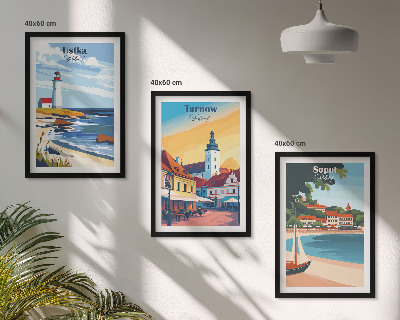 Wall art set City views Ustka Tarnów Sopot