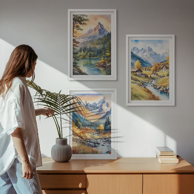 Wall art set Mountain landscape with a river