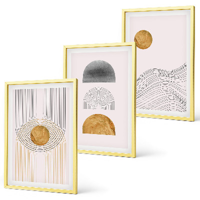 Three-piece wall art piece Abstract shapes beige and gray