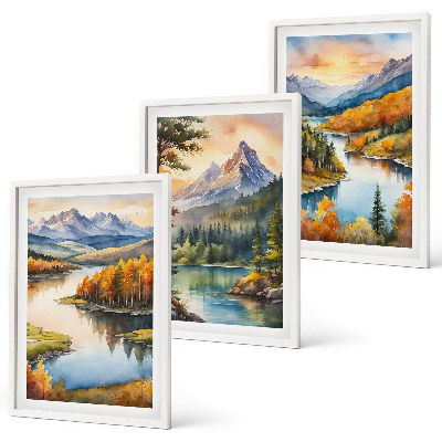 Wall art set Mountain landscapes with a river