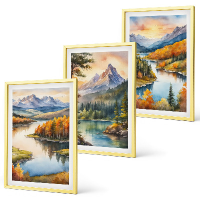 Wall art set Mountain landscapes with a river