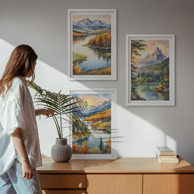 Wall art set Mountain landscapes with a river