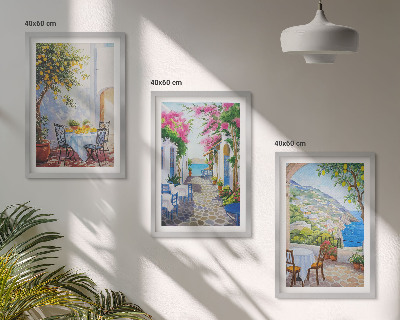 Three-piece wall art piece Charming streets, plants, sea
