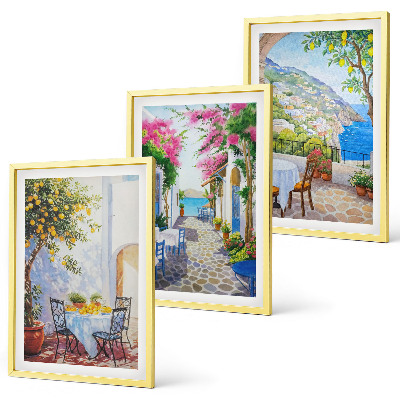 Three-piece wall art piece Charming streets, plants, sea