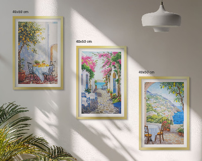 Three-piece wall art piece Charming streets, plants, sea
