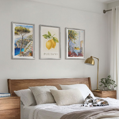 Set of 3 framed wall art pieces Views of Positano with lemons