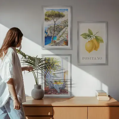 Views of Positano with lemons framed wall art set of 3 pieces