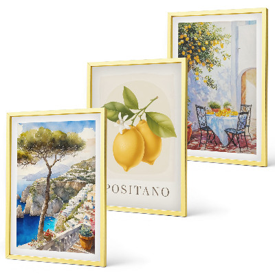 Set of 3 framed wall art pieces Views of Positano with lemons