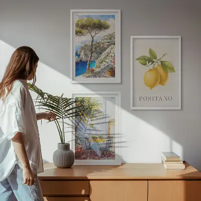 Views of Positano with lemons framed wall art set of 3 pieces