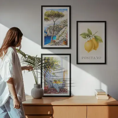 Views of Positano with lemons framed wall art set of 3 pieces