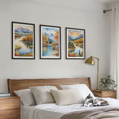 Autumn mountain landscapes wall art set