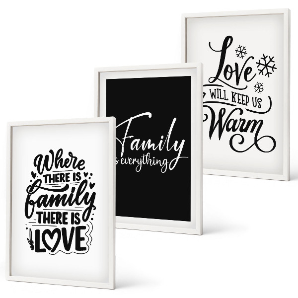 Three-piece wall art piece Family, love, warmth, home