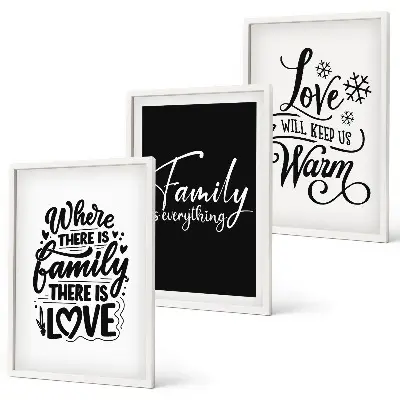 Three-piece wall art set featuring family, love, warmth, and home theme