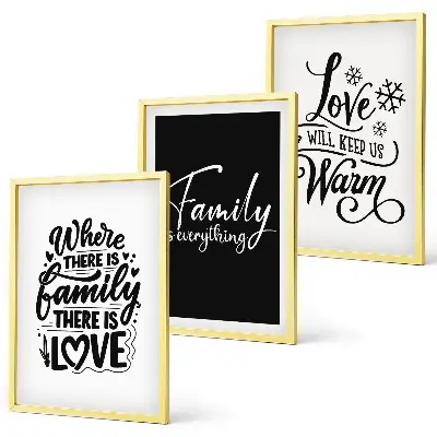 Three-piece wall art set featuring family, love, warmth, and home theme