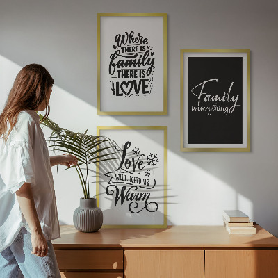 Three-piece wall art piece Family, love, warmth, home