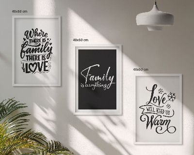Three-piece wall art piece Family, love, warmth, home