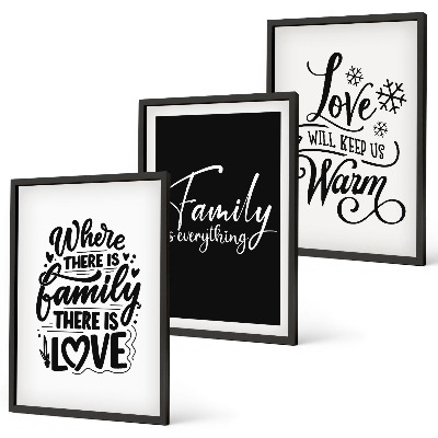 Three-piece wall art piece Family, love, warmth, home