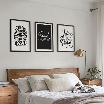 Three-piece wall art piece Family, love, warmth, home