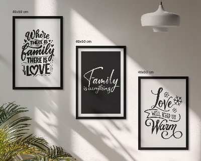 Three-piece wall art piece Family, love, warmth, home