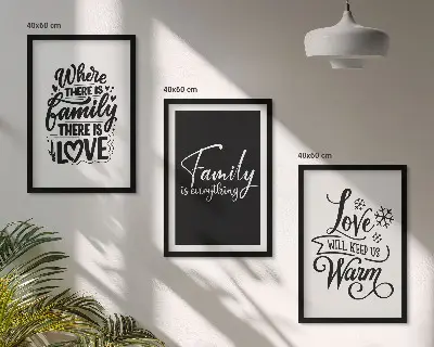 Three-piece wall art set featuring family, love, warmth, and home theme