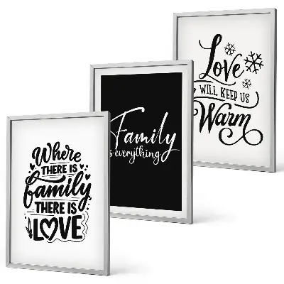 Three-piece wall art set featuring family, love, warmth, and home theme