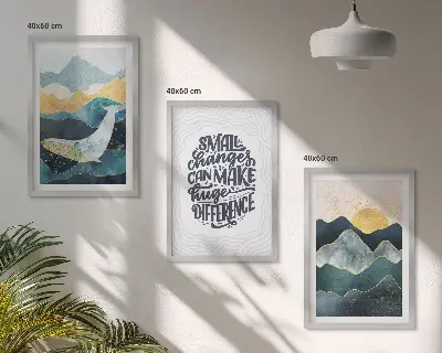 Abstract Mountains wall art set of 3 framed pieces