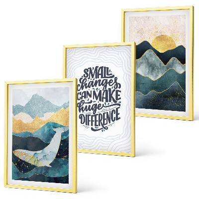 Set of 3 framed wall art pieces Abstract Mountains Inspiration