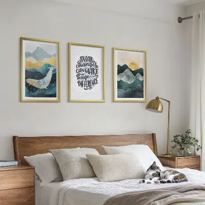 Abstract Mountains wall art set of 3 framed pieces