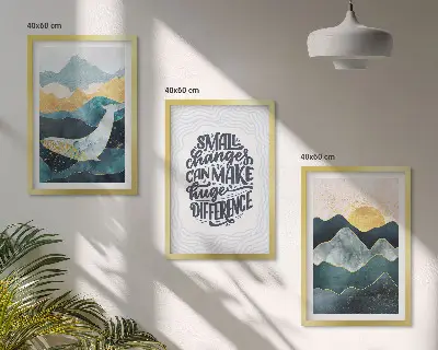 Abstract Mountains wall art set of 3 framed pieces