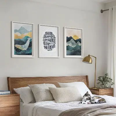 Abstract Mountains wall art set of 3 framed pieces