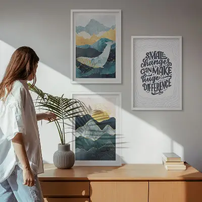 Abstract Mountains wall art set of 3 framed pieces