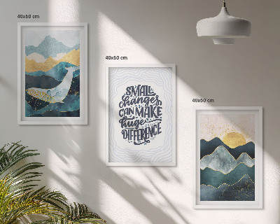 Set of 3 framed wall art pieces Abstract Mountains Inspiration