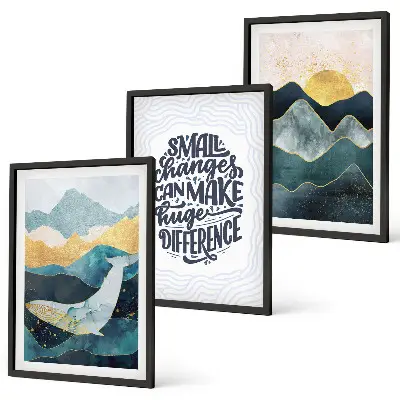Abstract Mountains wall art set of 3 framed pieces