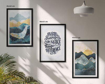 Set of 3 framed wall art pieces Abstract Mountains Inspiration
