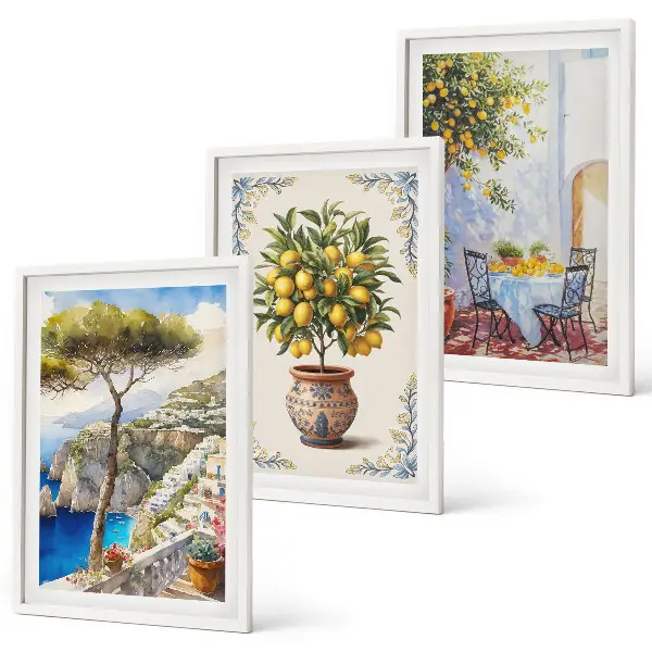 Wall art set sea lemon tree design