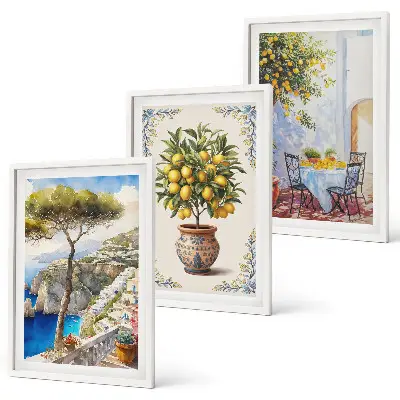 Wall art set sea lemon tree design